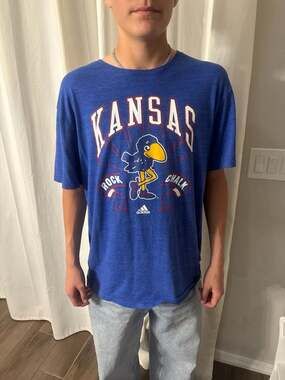 Adidas Kansas Jayhawks Royal Blue Rock Chalk Jayhawk Graphic T-Shirt